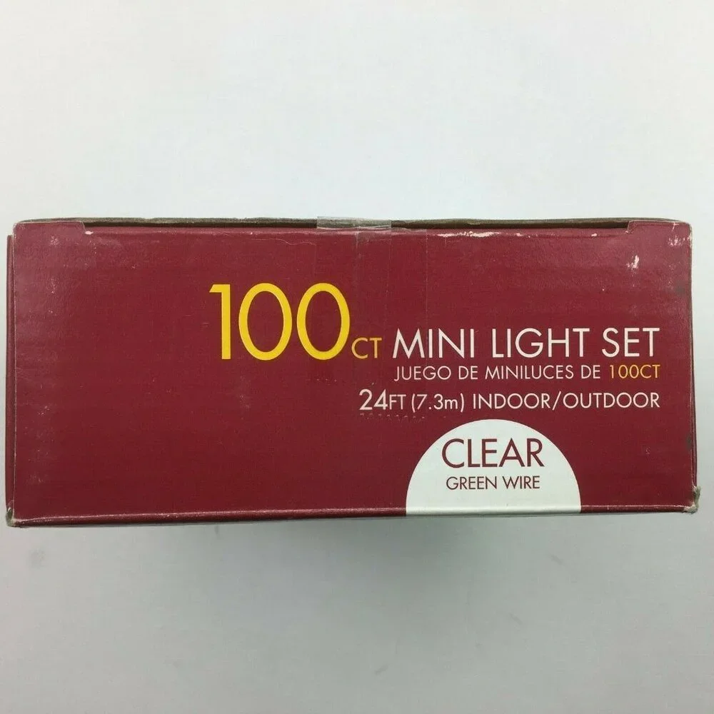 Holiday Time 100 Count 24 Ft. Clear Green Wire Mini Light Set Christmas